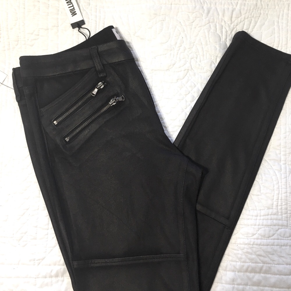 Faux Suede-William Rast Moto Pant  Black Size 31